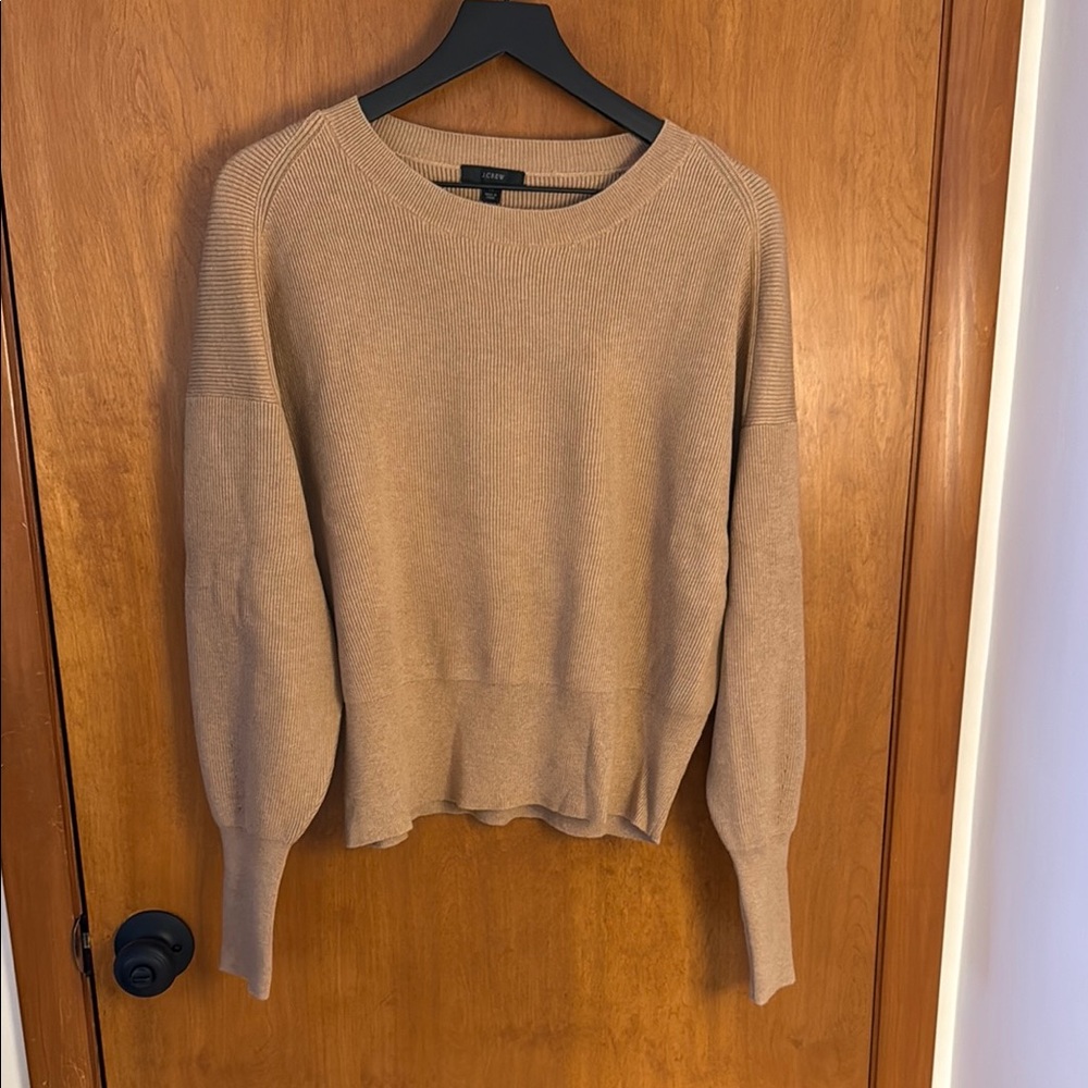 J. Crew Tan Crew Neck Sweater Soft Knit Relaxed Fit